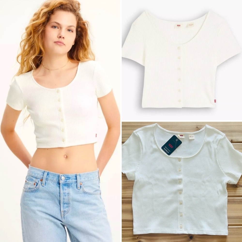 NEW Levi's Slim Fit "The Ribbed Tee" Size XL SHORT SLEEVE RACH TOP NWT